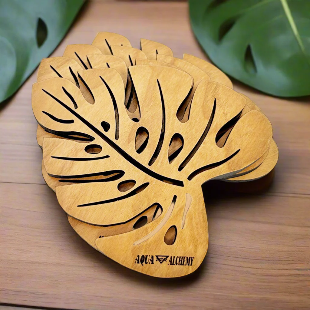 Salt Your Soul Aqua Alchemy Monstera Leaf Coaster