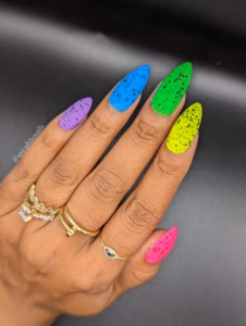 Spicy Bite Nails Summer of 95 - Matte Neon Speckled Rainbow Press-On Nail Extensions