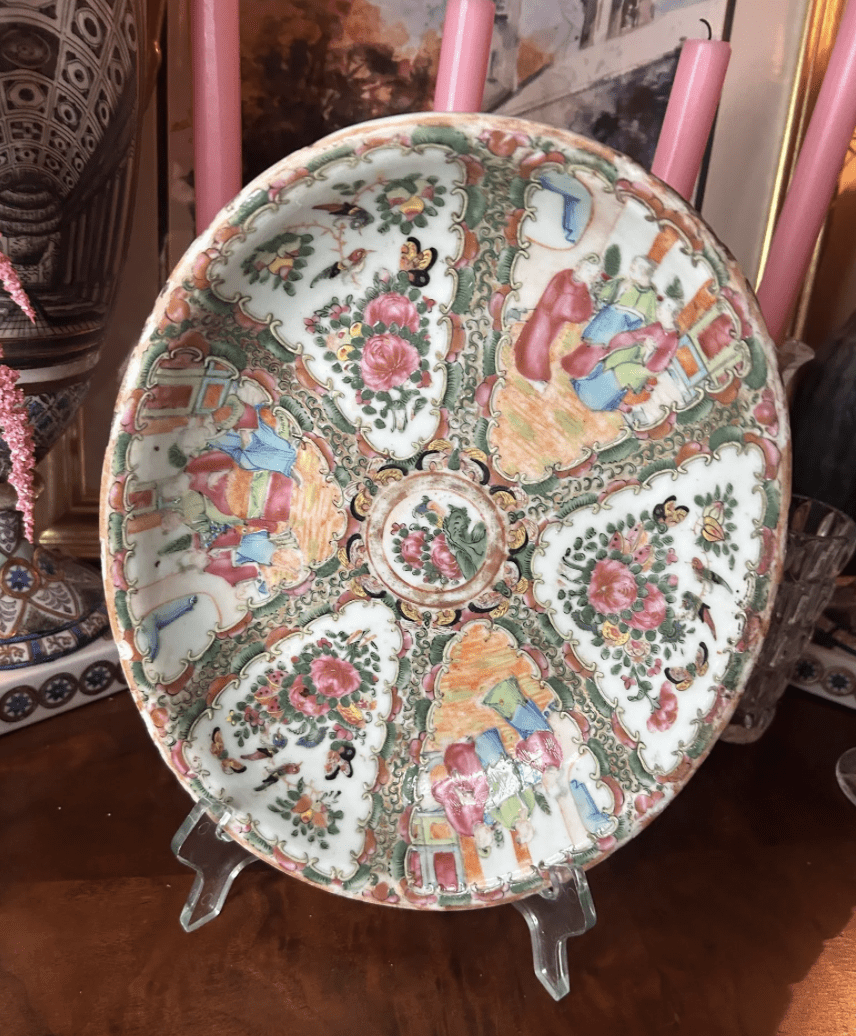 The Glass Slipper Home Vintage Rose Medallion Shallow Bowl