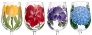 Wineflowers Hand Painted Glassware