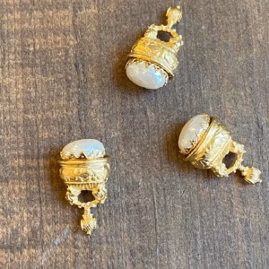 Gilding the Lily Gold Fob with Japanese Baroque Pearl Cabochon