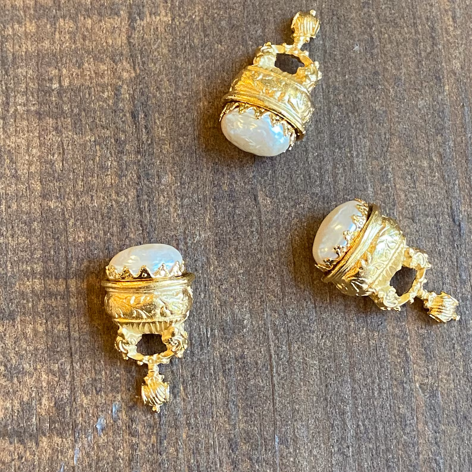 Gilding the Lily Gold Fob with Japanese Baroque Pearl Cabochon