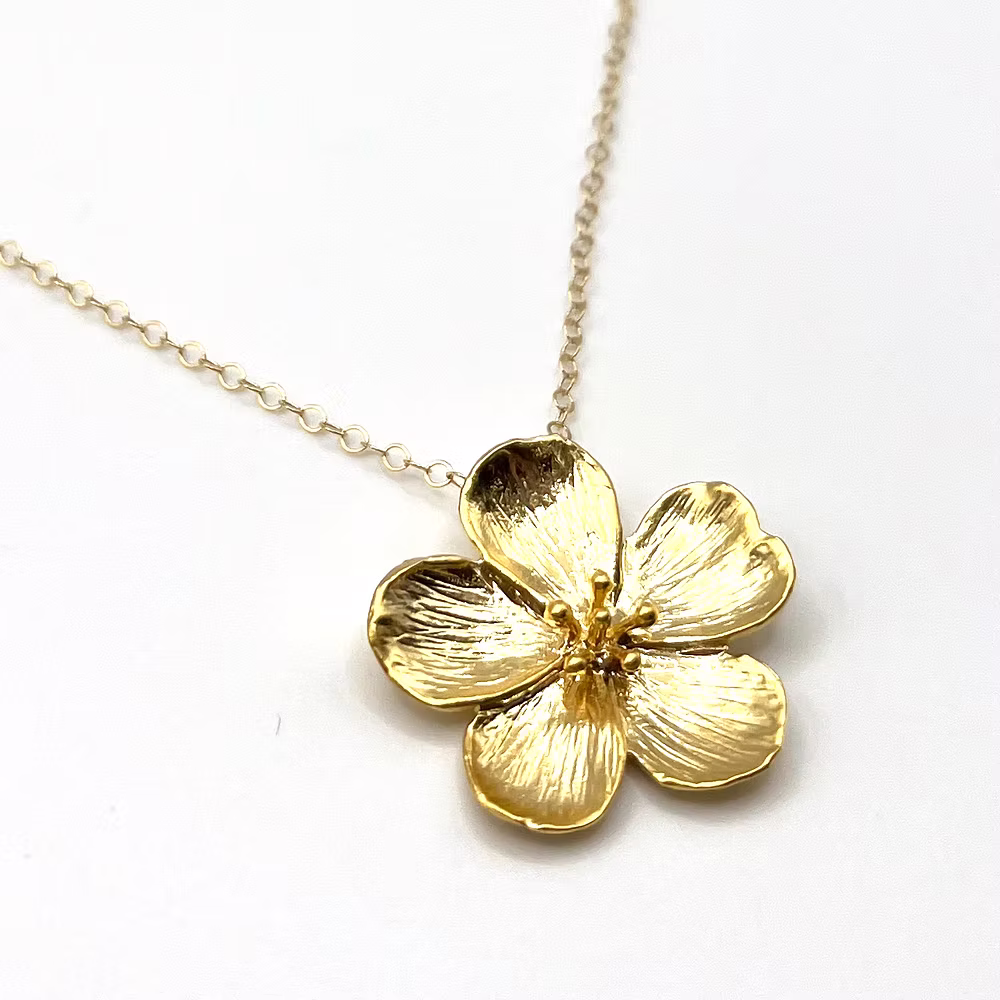 S Dot Jewelry Gold Flower Short Gold Necklace