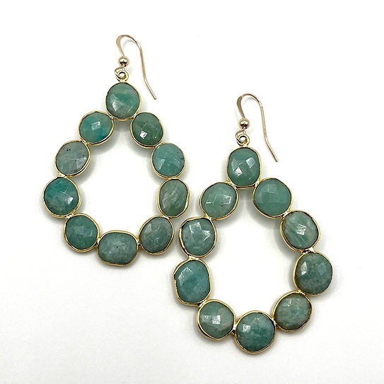 s dot jewelry Amazonite Stone Hoop Earrings