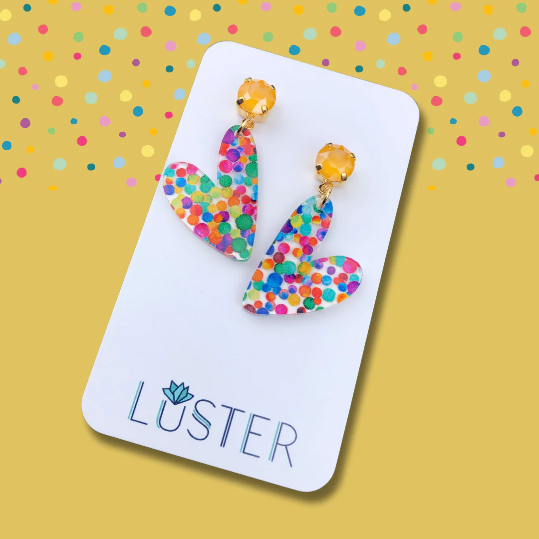 Luster Confetti Heart Drop Earrings