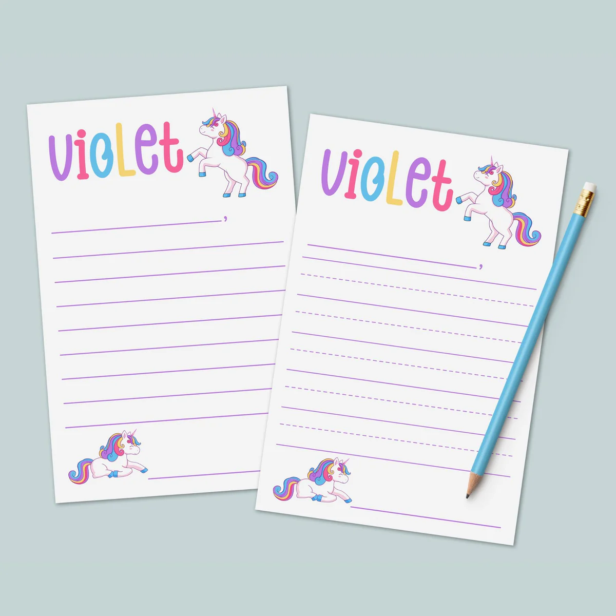 The Note House unicorn-rainbow-personalized-lined-letter-writing-stationery-349873