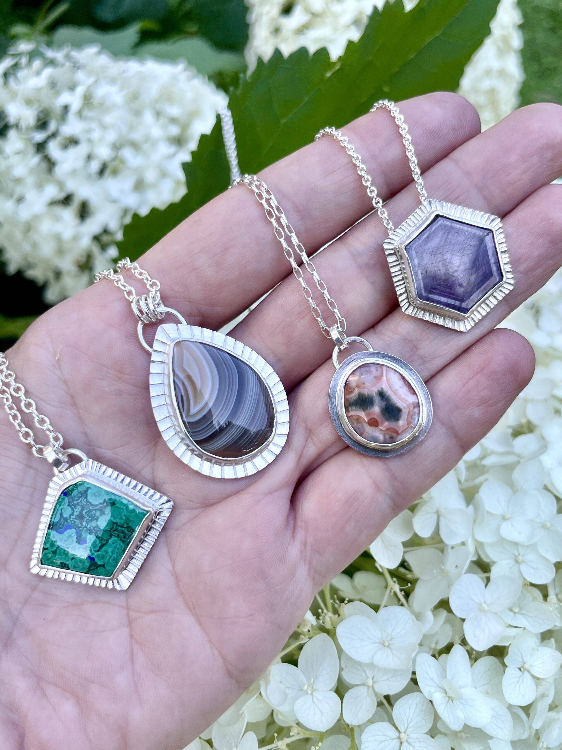 Gemstone pendants by Vikse Designs
