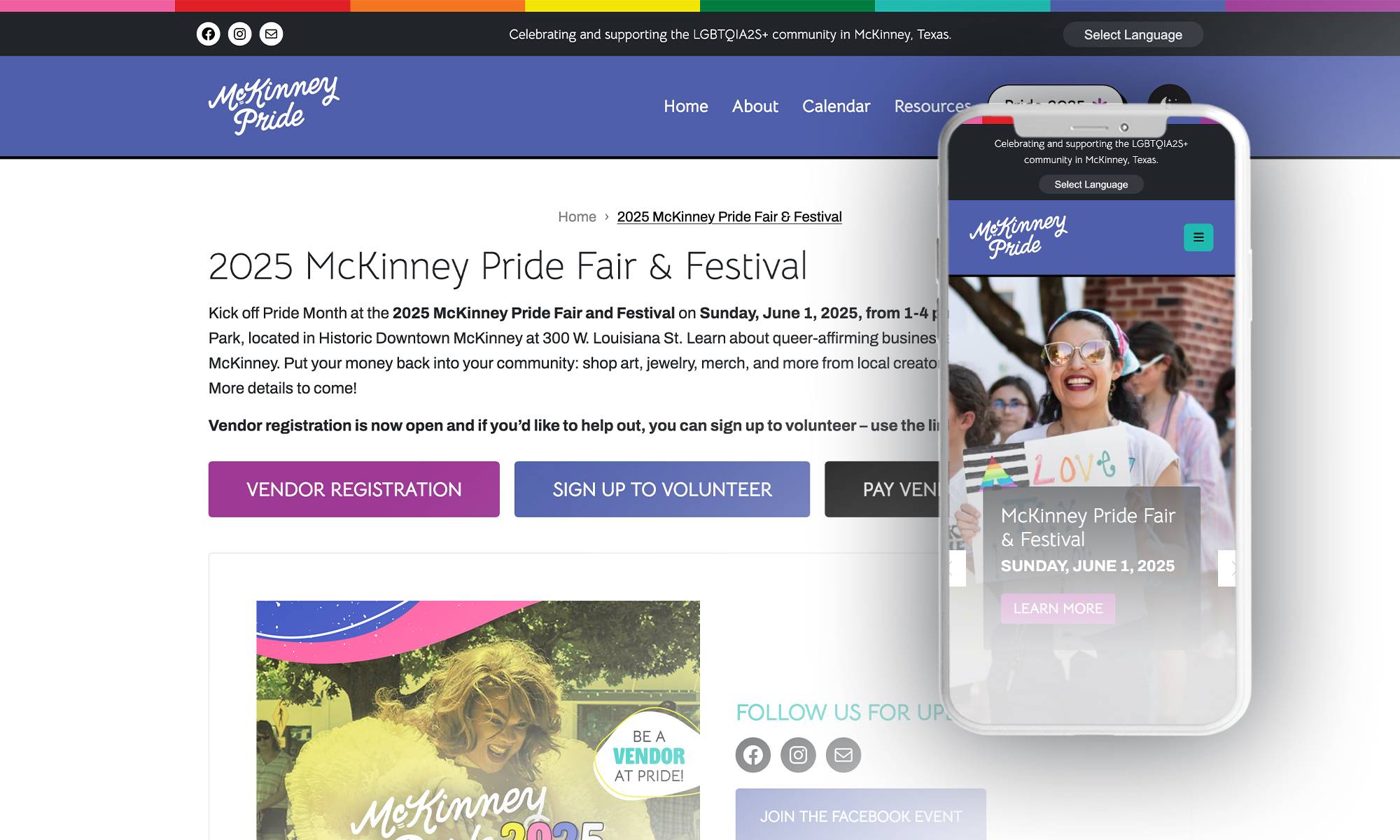 McKinney Pride website preview