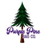 green pine tree with the words Purple Pine Bag Co in purple at the base