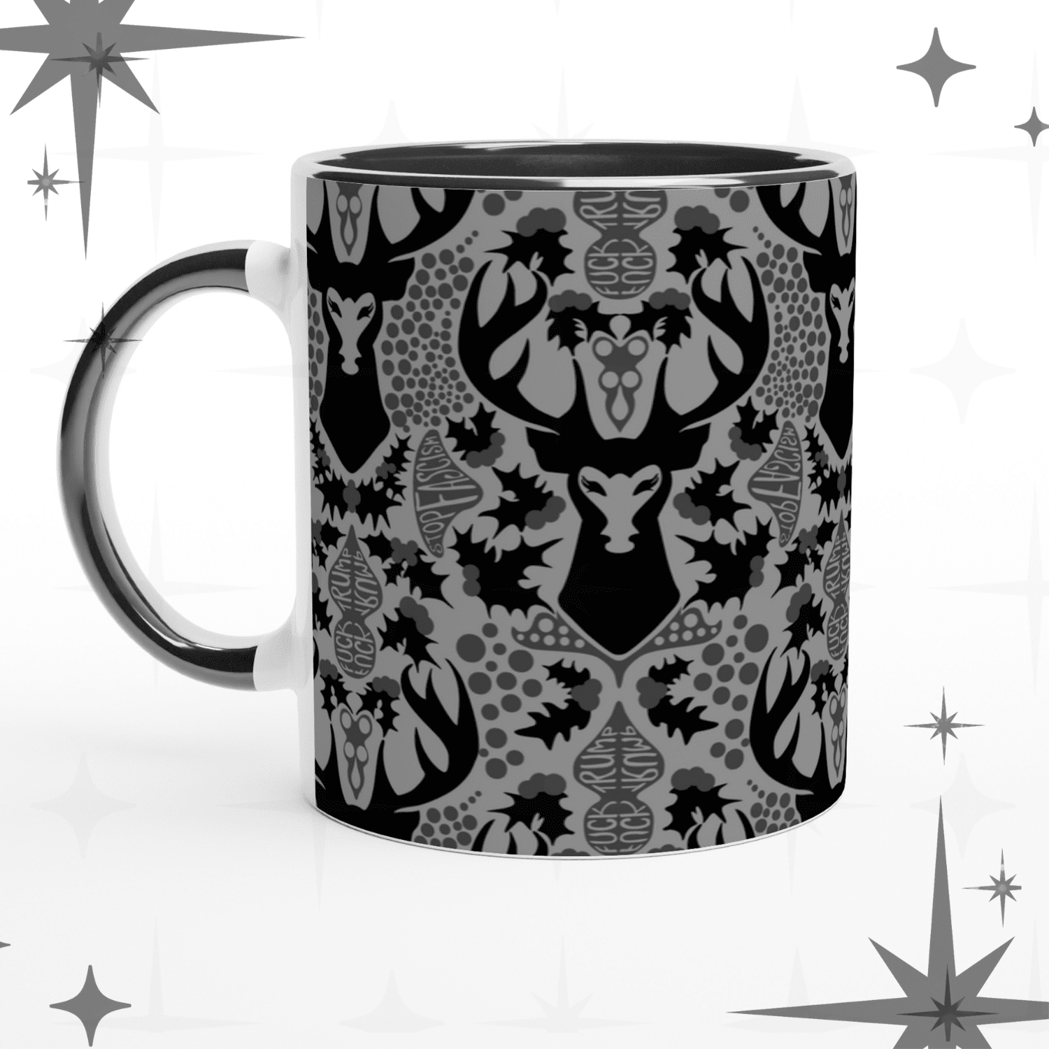 Winter Damask with Hidden Messages. Fuck Trump. Stop Facism