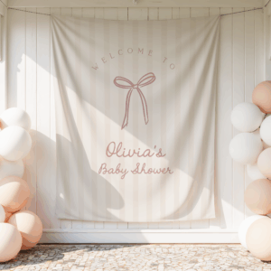 Baby Shower Stripes Backdrop Pale Pink Beige - Kerri Delaney Party Paper Co