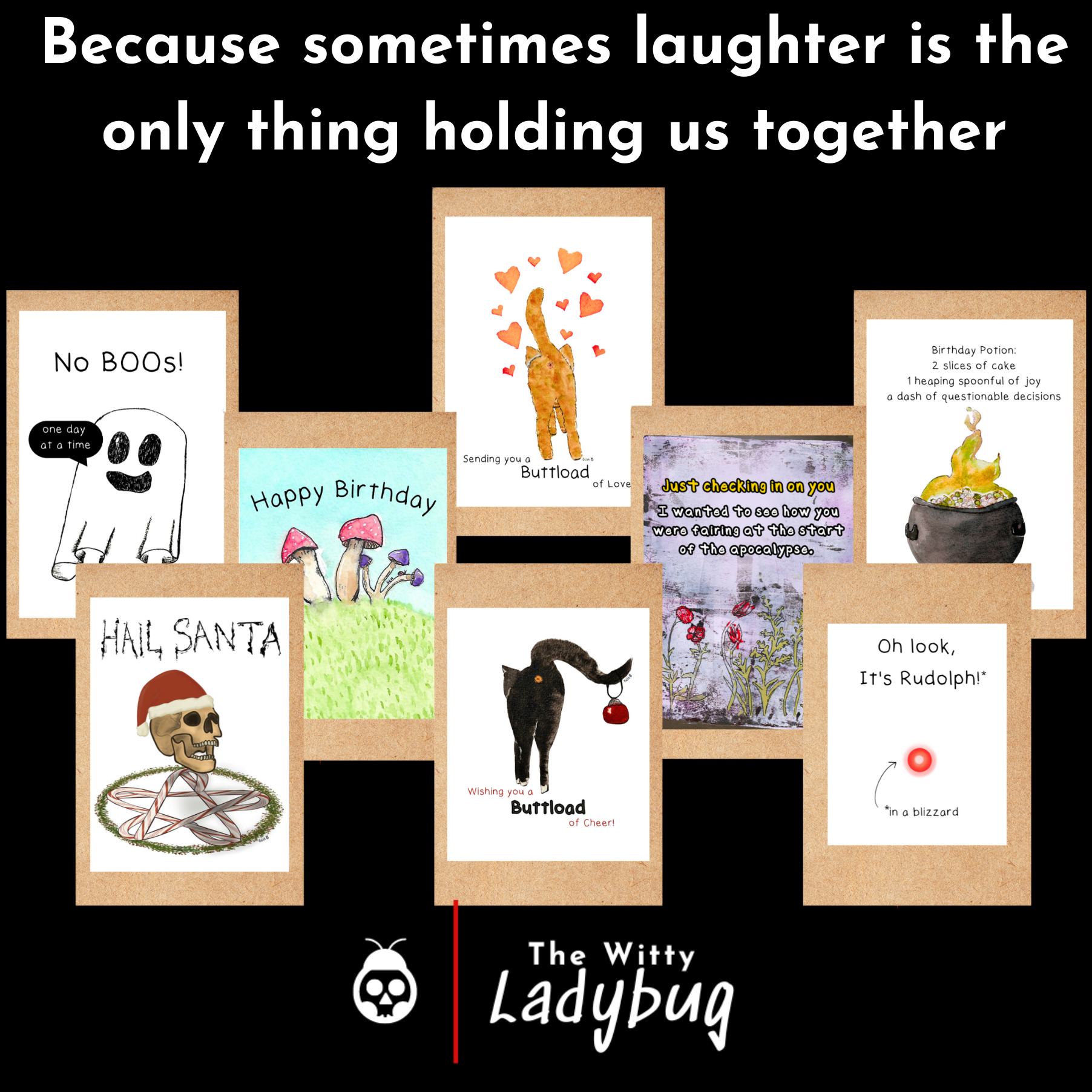 Image showing a sample of 8 of The Witty Ladybug's cards