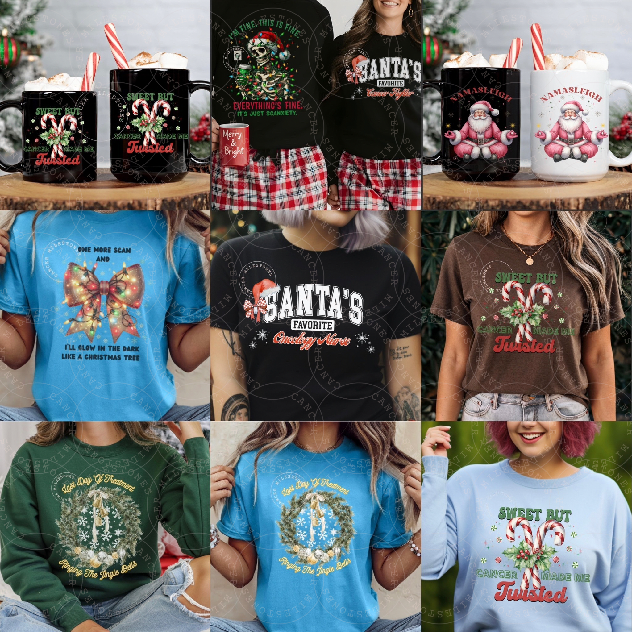 Holiday themed cancer designed t-shirts and gifts with a little attitude and a lot of heart for cancer patients and their cheer squads.