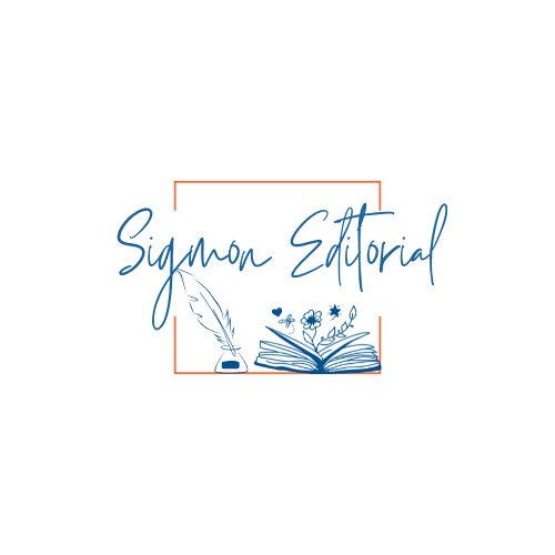Sigmon Editorial's logo, with an ink quill and a book with flowers growing out of it.