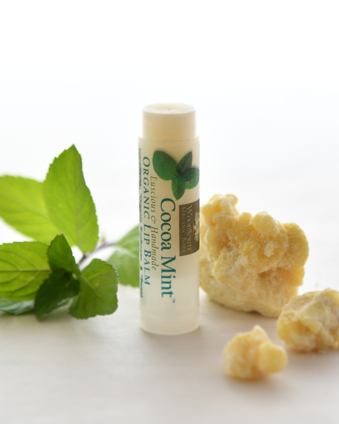 cocoa mint organic lip balm with peppermint and organic cocoa butter