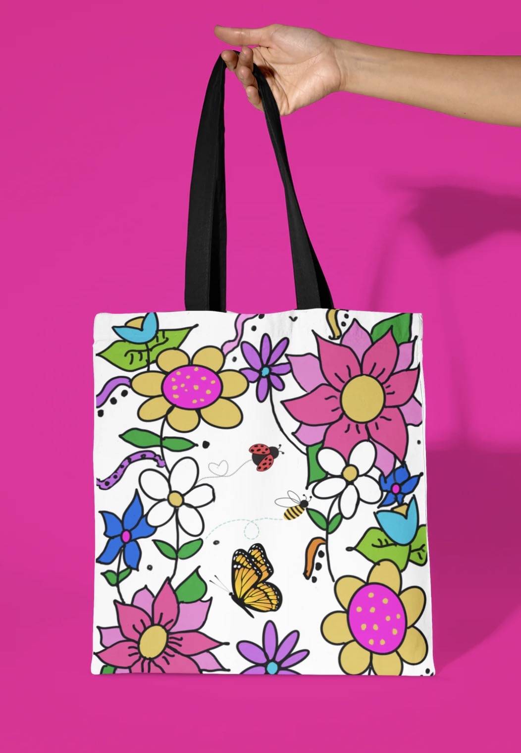 Floral design with bright colors tote bag