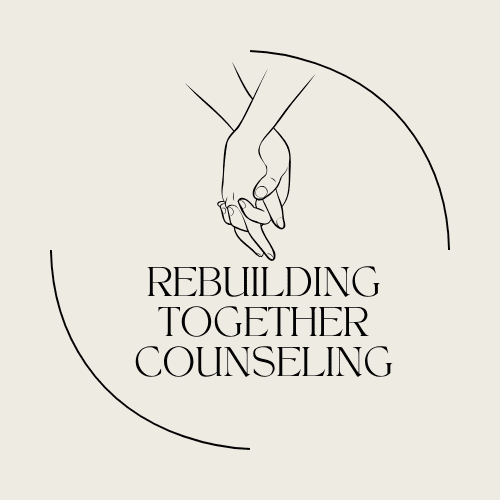 Clasped hands with business name