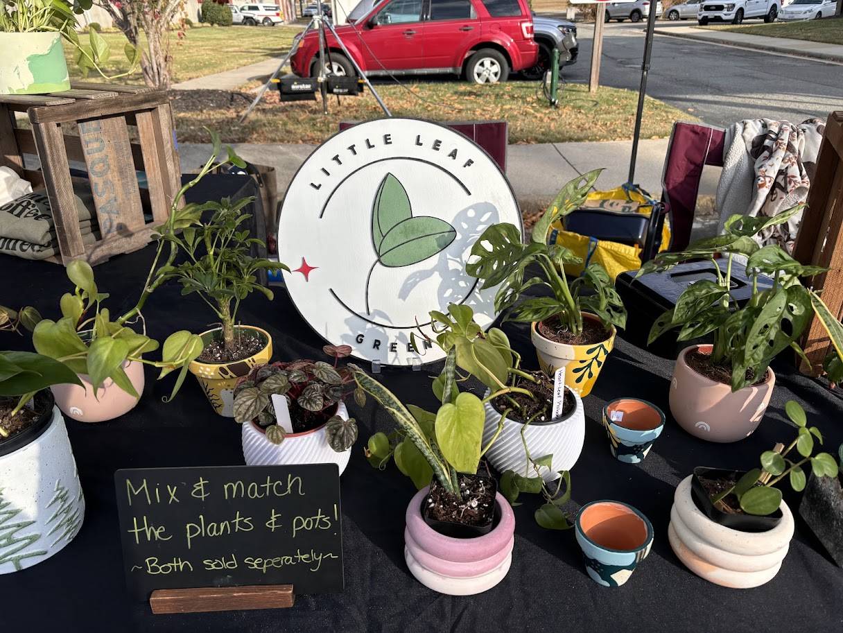 Table display at a market pop-up event