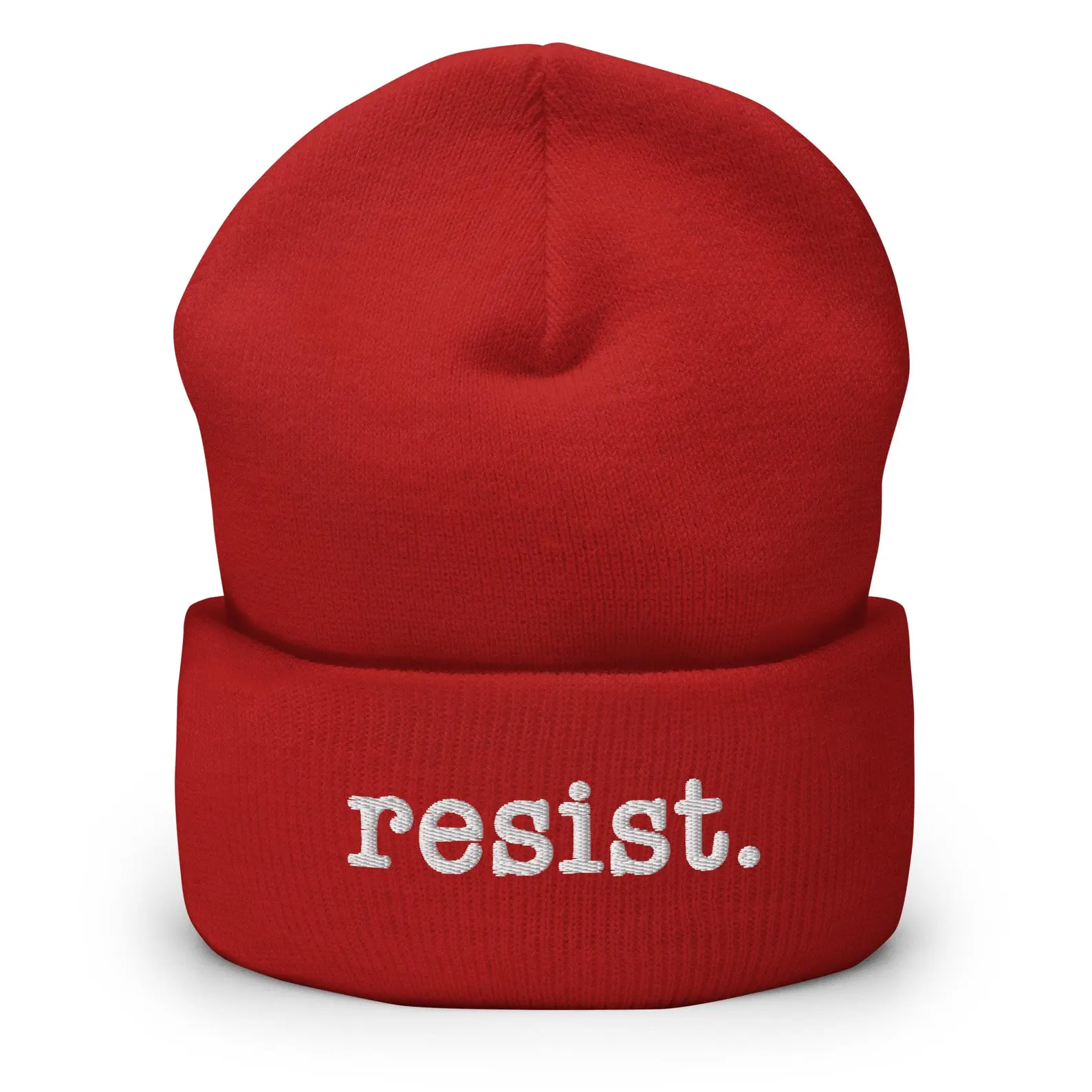 Resist red knit beanie