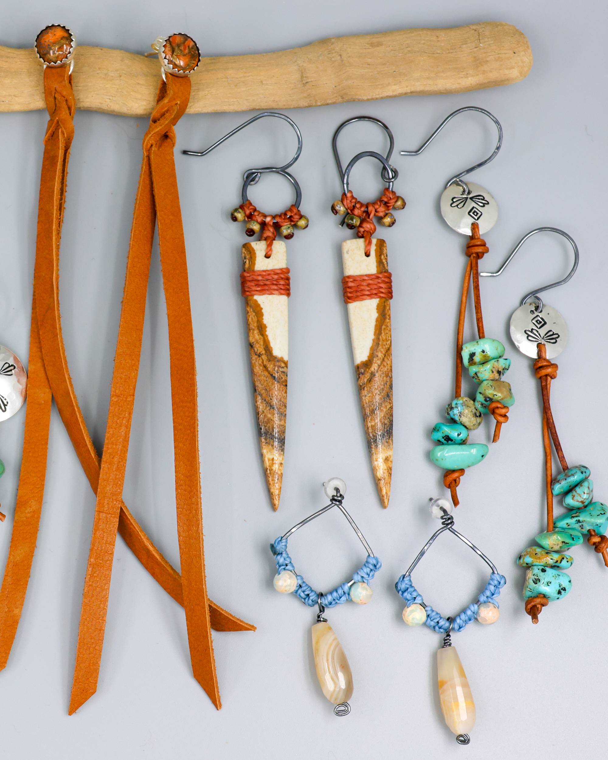 handmade gemstone and macrame jewelry inspired by the California landscape